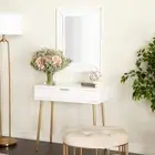 Litton Lane 31 in. White Extra Large Rectangle Wood Single Drawer Console Table
