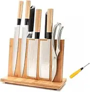 OZNALA 30CM Bamboo Double Sided Magnetic Knife Rack Cutlery Storage Holder Stand Shelf Block Kitchen Wood