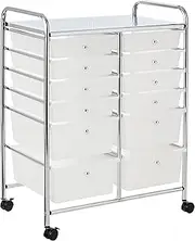 [Whitmor] Chrome and Plastic 12-Drawer Storage Cart