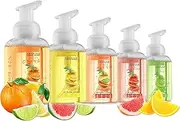 Foaming Hand Soap - Pack of 5 - Moisturizing Hand Soap with Aloe Vera & Essential Oils - Alcohol-Free Hand Wash in Citrus Blend, Lemon, Orange, Lime, Pink Grapefruit - Scented Hand Wash for Kitchen or Bathroom - Free Swarovski Bracelet