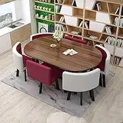 Conference Office Dining Table Set for 6, Kitchen Table with Strong Metal Frame, Reception Meetting Table Industrial Dining Room Table(14)