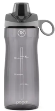 Pogo BPA-Free Tritan Plastic Water Bottle with Chug Lid, 18 Oz, Grey