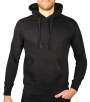 Adult Mens 100% Cotton Fleece Hoodie Jumper Pullover Sweater Warm Sweatshirt
