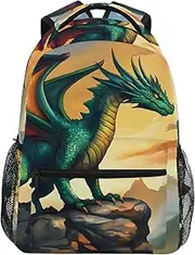 [QGBYMX] Dragon Stand Rocky Backpack for School Girls Boys - Book Bag Laptop Travel Backpack Daypack S