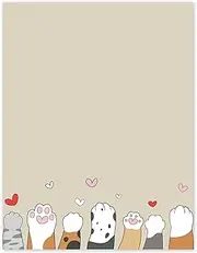 FYSUIMU 60 Sheets Cat Paw Stationery Letterhead Paper Cute Cartoon Letter Paper Writing Paper Notes for Birthday Baby Shower Invitation Printing, 8.5 x 11 Inch, Single-Sided