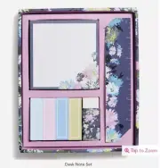 Vera Bradley Desk Note Set CHRYSANTHEMUM CRUSH Notepad/Sticky Notes/Eraser/Ruler