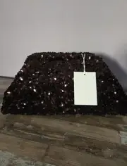 COS Oversized Sequinned Clutch NWT Party Bag - Brown
