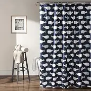 [Lush Decor] Whale Shower Curtain, 72" x 72", Navy
