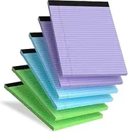 Legal Pads 8.5 x 11 In, Colored Legal Pads, 6 Pack Note Pads 8.5 x 11 Writing Paper, College Ruled Notepad with Sturdy Back, Perforated Writing Pad Lined Paper, Memo Notepad for Office, School, Home
