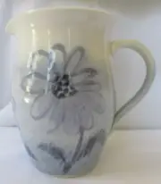 RARE NANCY BISHOP STUDIO POTTERY BLUE FLOWER PITCHER