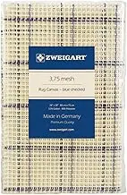 Zweigart Carpet Latch Latch Hook Canvas for Locker Hook or Latch Hook Smyrna Suitable for Carpets, Bags and Tapestries, 15 Holes/10cm with Blue Grid (61 x 76 cm)