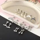 18Pcs Stud Earrings Set Barbell Heart Hypoallergenic HELIX for Men