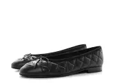 size 36EU NIB CHANEL Black Aged Calfskin Cap Toe Ballerina Flats w/Receipt