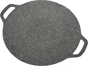 Korean BBQ Grill Pan, Non Stick 6 Layer Coating Cast Aluminum Round Griddle with Comfortable Handles for Indoor Outdoor Cooking, Black (30cm)