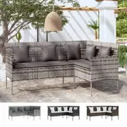 L-shaped Couch Sofa Outdoor Sofa Seat with Cushions Poly Rattan Grey vidaXL