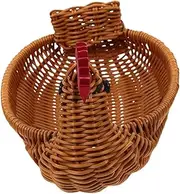 Zerodeko Rattan Chicken Shaped Storage Basket Cartoon Animal Design for Eggs Fruits Rustic Imitation Woven Home Organizer for Nursery Kitchen Decor