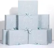 Marspark 8 Pack Bridesmaid Proposal Gifts Boxes Set, Will You Be My Maid/Matron of Honor Box with Ribbon for Wedding Bridal Party Supplies(Blue Series Style)