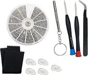 Eyeglass Repair Kit, Tweezer, Glasses Repair Kit with 1000 Pcs Small Screws, with Nose Pads and Screwdriver, Glasses and Watch Repair Tool Set for Eyeglasses, Sunglasses