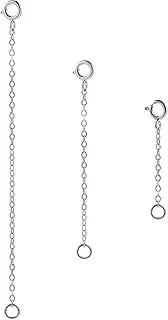 COHEALI 3pcs Sterling Silver Chains Chain Extender Bracelet Extender Sterling Silver Chain Necklace Sterling Silver Bracelets Anklet Extension Jewelry Making Accessories DIY