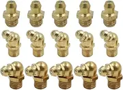 X AUTOHAUX M8x1.0 Brass Straight 45 90 Degree Angle Grease Nipple Fittings Kit for Car 5 Set