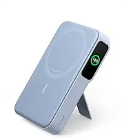 Anker MagGo Power Bank, Qi2 Certified 15W Ultra-Fast MagSafe-Compatible Portable Charger, 10,000mAh Battery Pack with Smart Display and Foldable Stand, for iPhone 15/14/13/12 Only (Blue)