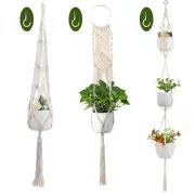 Macrame Plant Flower Pot Holder Hanger Hanging Planter Basket Hemp Rope Braided [model: B SET] [pcs: 3x]