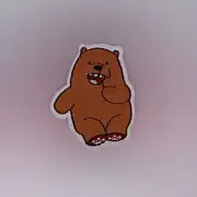 Hungry Brown Bear Patch — Iron On Badge Embroidered Motif — Cute Fun Cartoon