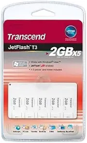 Transcend JetFlash T3-2 GB USB 2.0 Flash Drive 5-Pack TS2GJFT3-5W (White)
