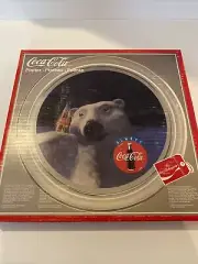 NIB COCA-COLA PLATTER WITH POLAR BEAR HOLDING COKE BOTTLE
