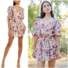 Yumi Kim Hailey Floral Tiered Mini Dress In Fortune Teller Blush Size L Cottage