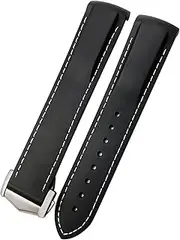 [RAYESS] Curved End Rubber Watchband Fit For Omega Seamaster Speedmaster Diver 300M Aqua Terra 150 Planet Ocean Silicone Soft Waterproof