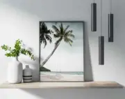 Palm Tree with Swing on the Beach Poster Premium Quality Choose your Size