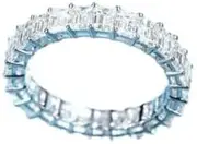 [HEARTS AND YOU] 5ct Emerald Cut Moissanite Wedding Band Iced Full Eternity White Gold Plated