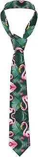 [LWJUWOKL] Palm Leaf And Flamingos Couple Men'S Silk Tie Men'S Suit Tie Fashion Tie Printed Tie Wedding Party, Black, One Size