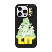 iPhone 16 Pro Impact Ring Stand Case MagSafe Compatible LET'S GET LIT Funny Party Cheers Christmas Tree Holiday Season Typography Drinks Festive Xmas Ebi Emporium