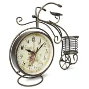 NEW Curtis Artistic Metal Bicycle Desk Clock, Distressed Gold, 32cm