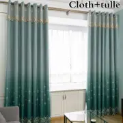 Gradient Blackout Curtains Blind Double Layer Window Tulle Drape Valance