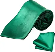 [DAJISI] Green Tie Emerald Green Tie Green Tie Set for Men Solid Color Tie Pocket Square Set Green Tie Joker Classic Formal Plain Necktie for Men Wedding Party Business Formal 3.15inch, Green