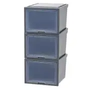 IRIS Box Drawer 15.63" Rectangle Stackable Durable Plastic Gray/Clear (3-Pack)