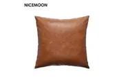 Pack of 2 Brown Leather Throw Pillowcases 45x45cm