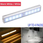 4x10 LED PIR Motion Sensor Detector Night Light Magnetic Strip Battery Operated