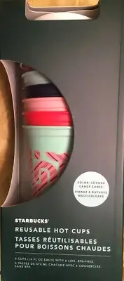 Starbucks Color Changing Set 6 Reusable Hot Cups 2020 Holiday Candy Cane