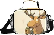 Cute Moose Soda Insulated Lunch Box for Women Men - Ideal for Work, Picnics - Includes Adjustable Shoulder Strap