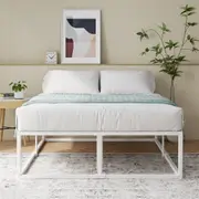 Zinus Double High 45cm Metal Bed Frame White Platform Base Underbed Storage