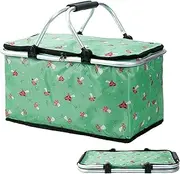 Large Picnic Basket | Food Delivery Bag | Foldable Waterproof Portable Insulated Cooler for Travel Camping Outdoor Gathering Wine Family Picnics Beach