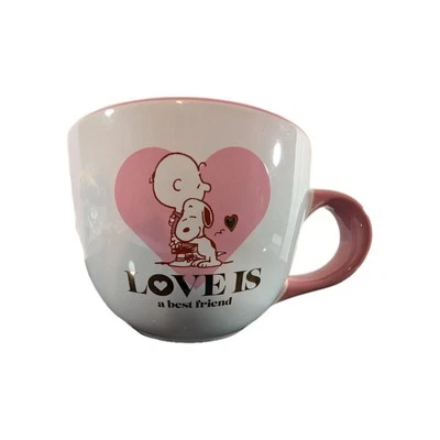 Peanuts Charlie Brown Snoopy Valentine's Mug Cup "LOVE IS A BEST FRIEND" Pink