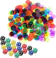 Toyvian 320pcs Transparent Counters Dice for Math Games Teaching Resources and Family Fun Engaging Counting Chips