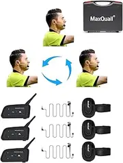 Referee Headset, Referee Communication System Sets 3 Person Full Duplex Football Wireless Bluetooth Headsets for Official Volleyball Football Soccer Handball Coach (3V4(R Earphone))