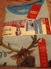 NEW Frozen Mens Large Pajamas Set Olaf Kristoff Sven knit top fleece pants