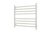 Radiant RTR06 Round Bar Heated Towel Rail - 750 x 750mm - Brushed Satin - Stainless Steel- Bottom Left/Top Right Wiring